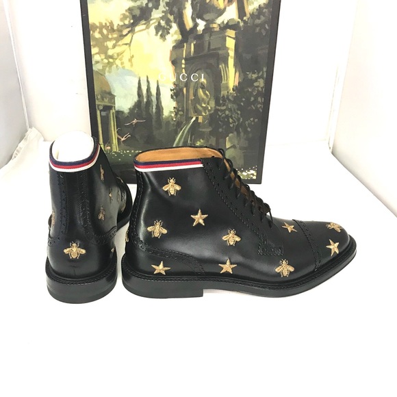 Gucci Leather Boots w/ Embroidered Stars Bees New - Picture 4 of 6
